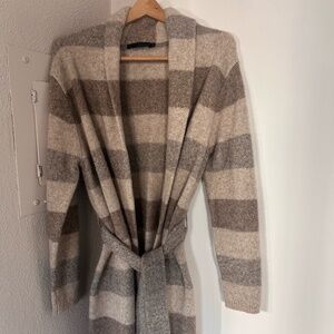 Jenny Kayne, belted, knit cardigan, stripes, small, NEW